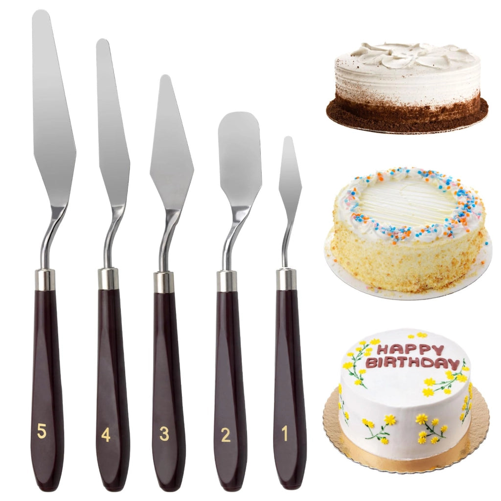 Set di 5 spatole in acciaio inossidabile per torte e dolci