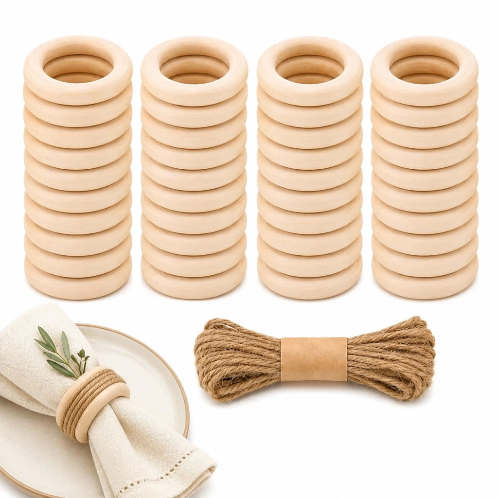 50 anelli in legno per macramè, diametro 5,5 cm, ideali per progetti fai-da-te con corda di iuta