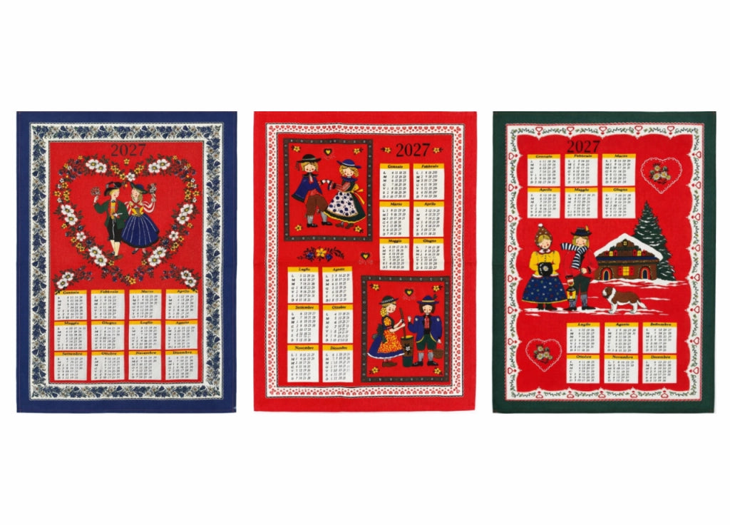 Set 6 Strofinaccio Calendario Asciugamano Cucina Natale Made In Italy - 50x70 - Tirolese