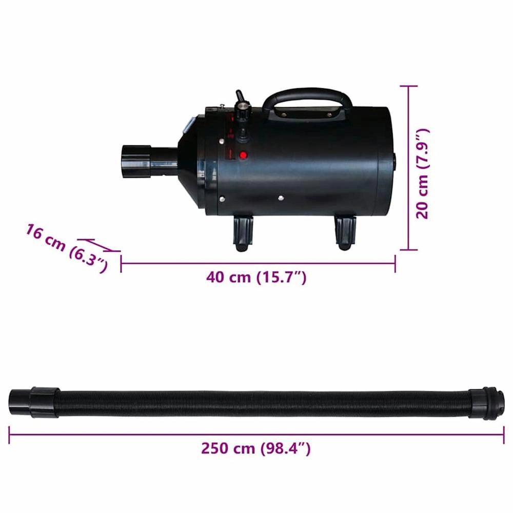 Phon per Cani con 3 Ugelli Nero 2400 W
