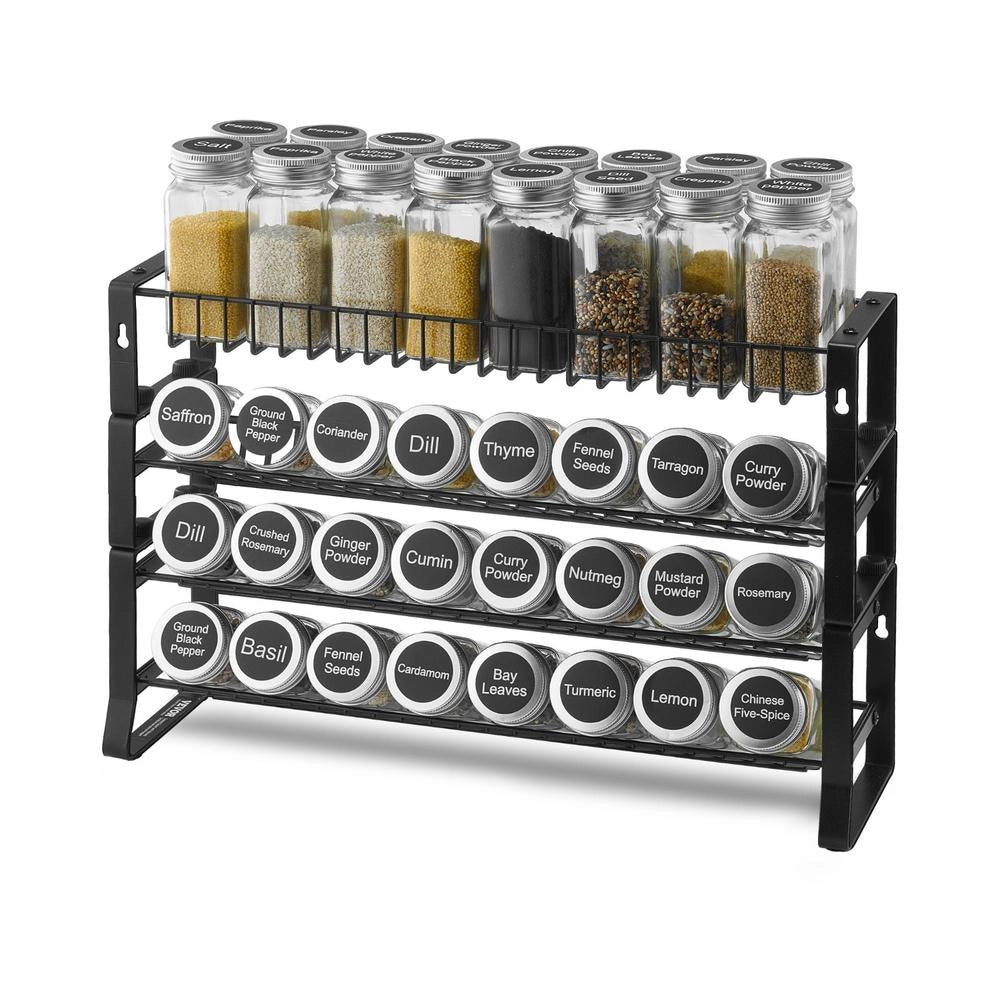 Portaspezie da Cucina a 4 Livelli Impilabile LX-P9372, Organizzatore per Barattoli da Parete e Banco, Salvaspazio e Robusto, 401x116x271 mm