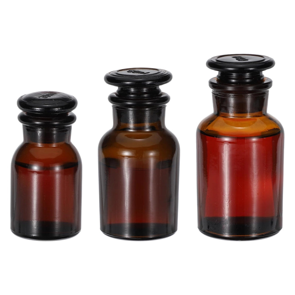 Flaconi in vetro per reagenti, capacità 30/60/125 ml, set da 3, con collo largo