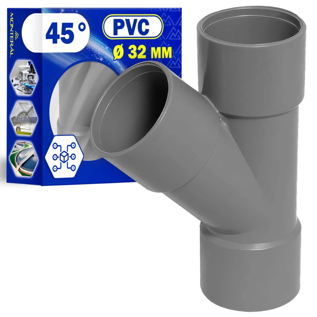 Raccordo di ventilazione per acque reflue, angolo 45°, diametro 32 mm, in PVC, a forma di T