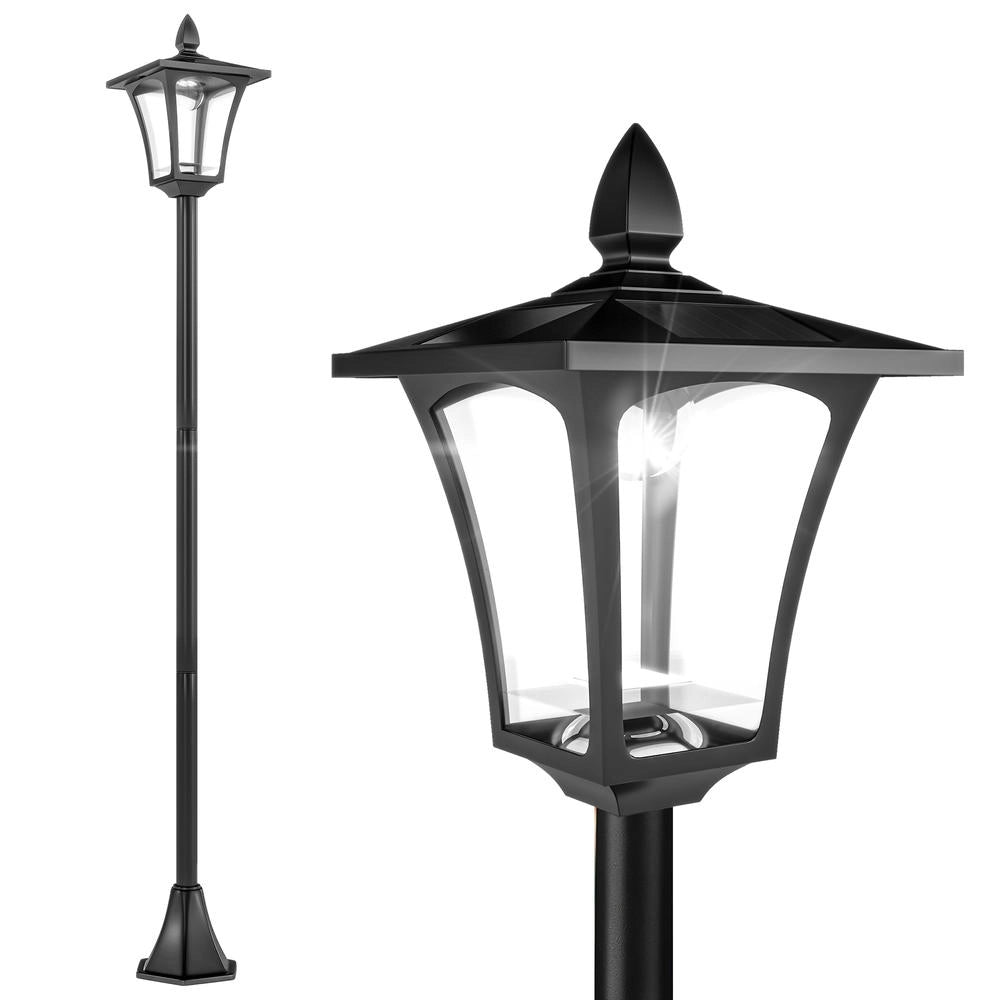Lampione Solare da Giardino a LED 40 Lm Lanterna Classica da Esterno Nero 18x18x160 cm Resistente e Pratico per Vialetto
