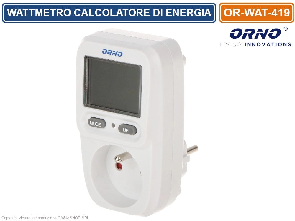 ORNO OR-WAT-419 WATTMETRO CALCOLATORE DI ENERGIA CON DISPLAY LCD