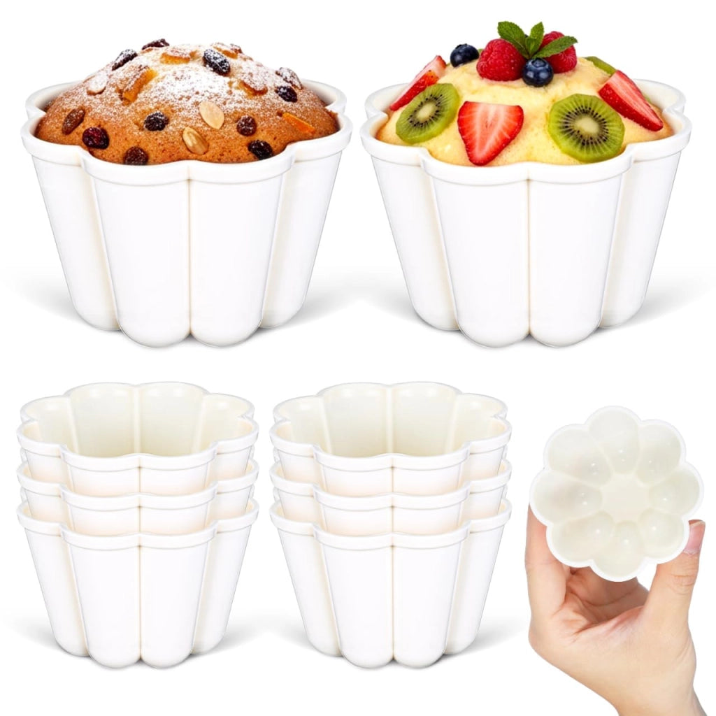 Set di 8 stampi per budini, forma a fiore, in plastica PP, adatti sia per la cottura che per il congelamento
