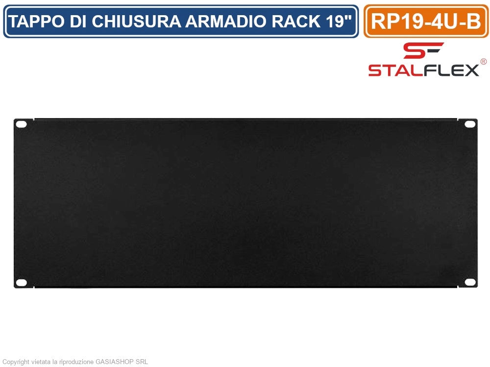 TAPPO DI CHIUSURA PANNELLO CIECO 4U PER SPAZI VUOTI IDONEO PER ARMADI RACK 19"