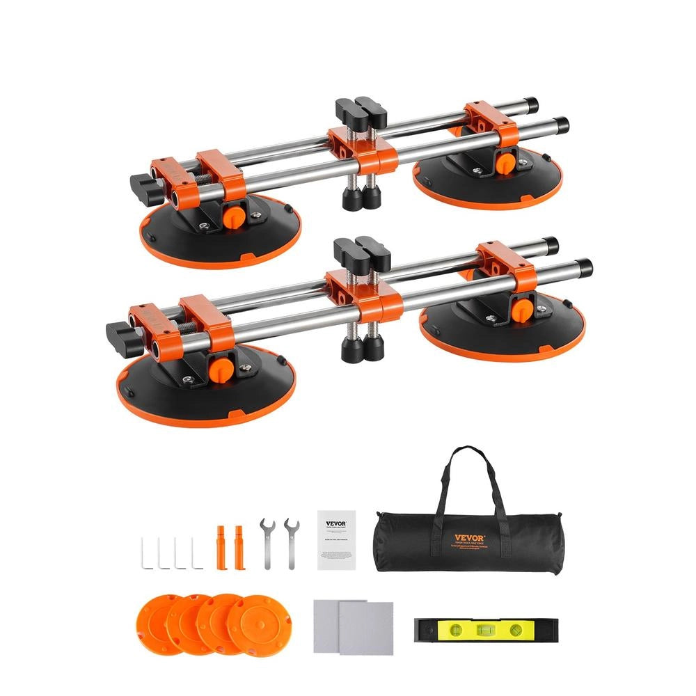 Set 2 Posizionatori Giunzioni Marmo e Granito GSA-1 435 x 155 x 110 mm con Ventose a Vuoto 152 mm Regolabile 180 Gradi per Fai da Te