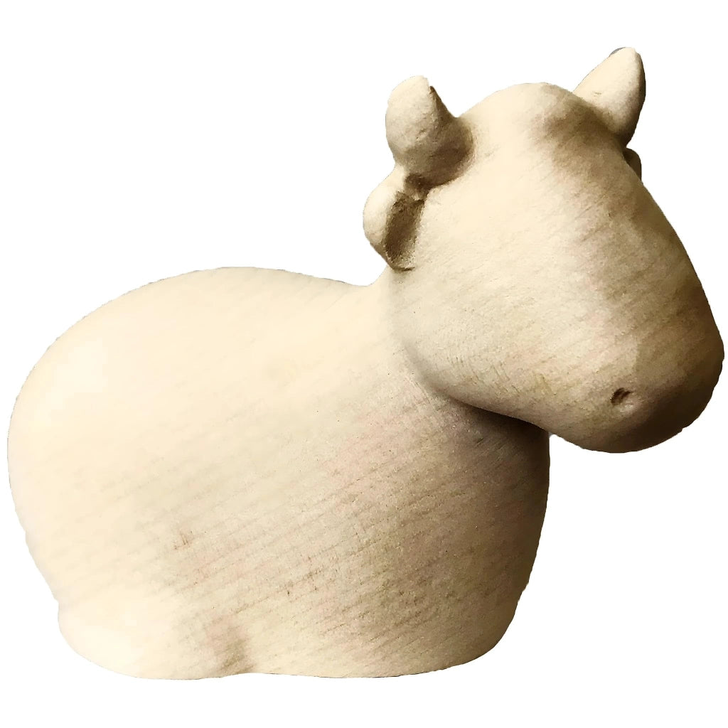 Bovino di legno, 14 cm, dipinto a mano, figura per presepe