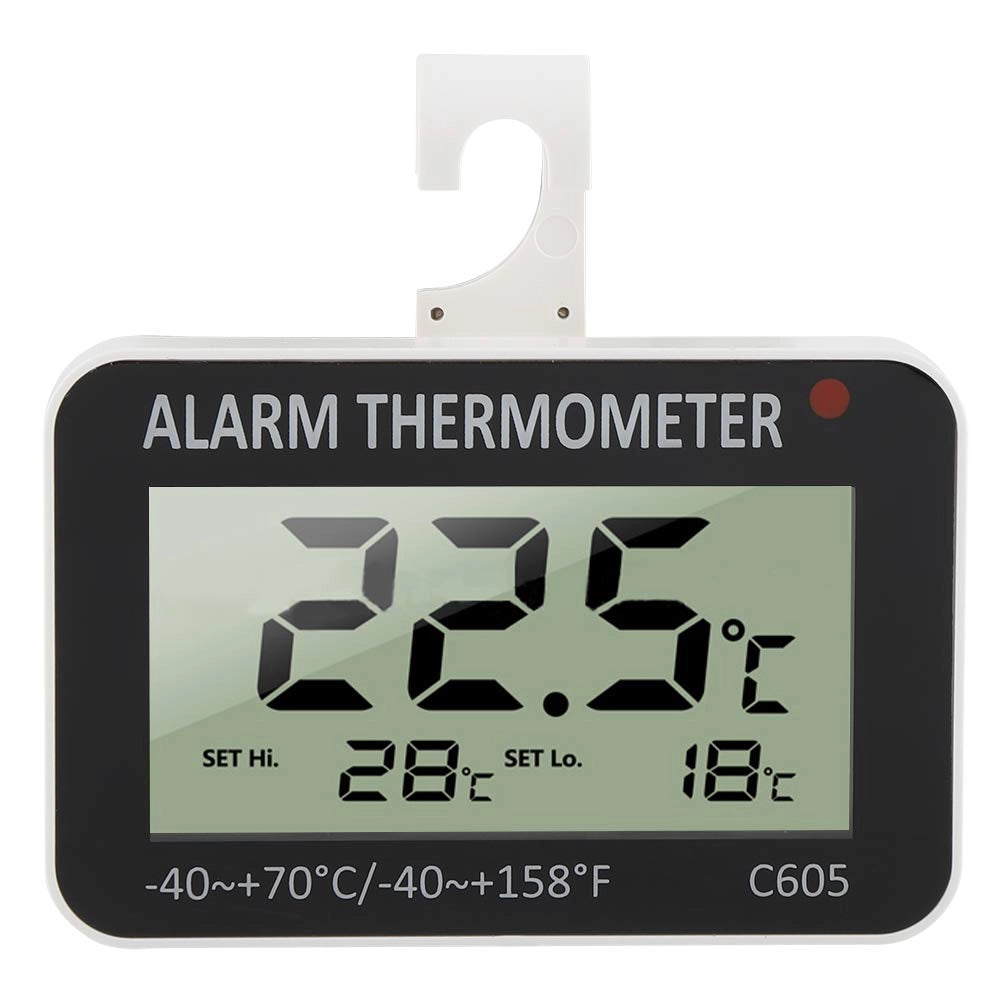Termometro digitale per frigorifero, con intervallo di temperatura da -40 a +70 °C, dotato di allarme e gancio