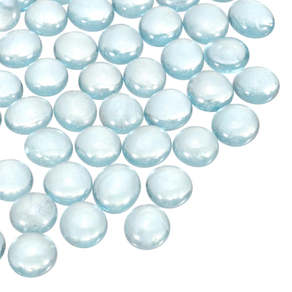 20 lastrine di vetro colorato, azzurro chiaro, di dimensioni 12-14 mm, peso 100 g