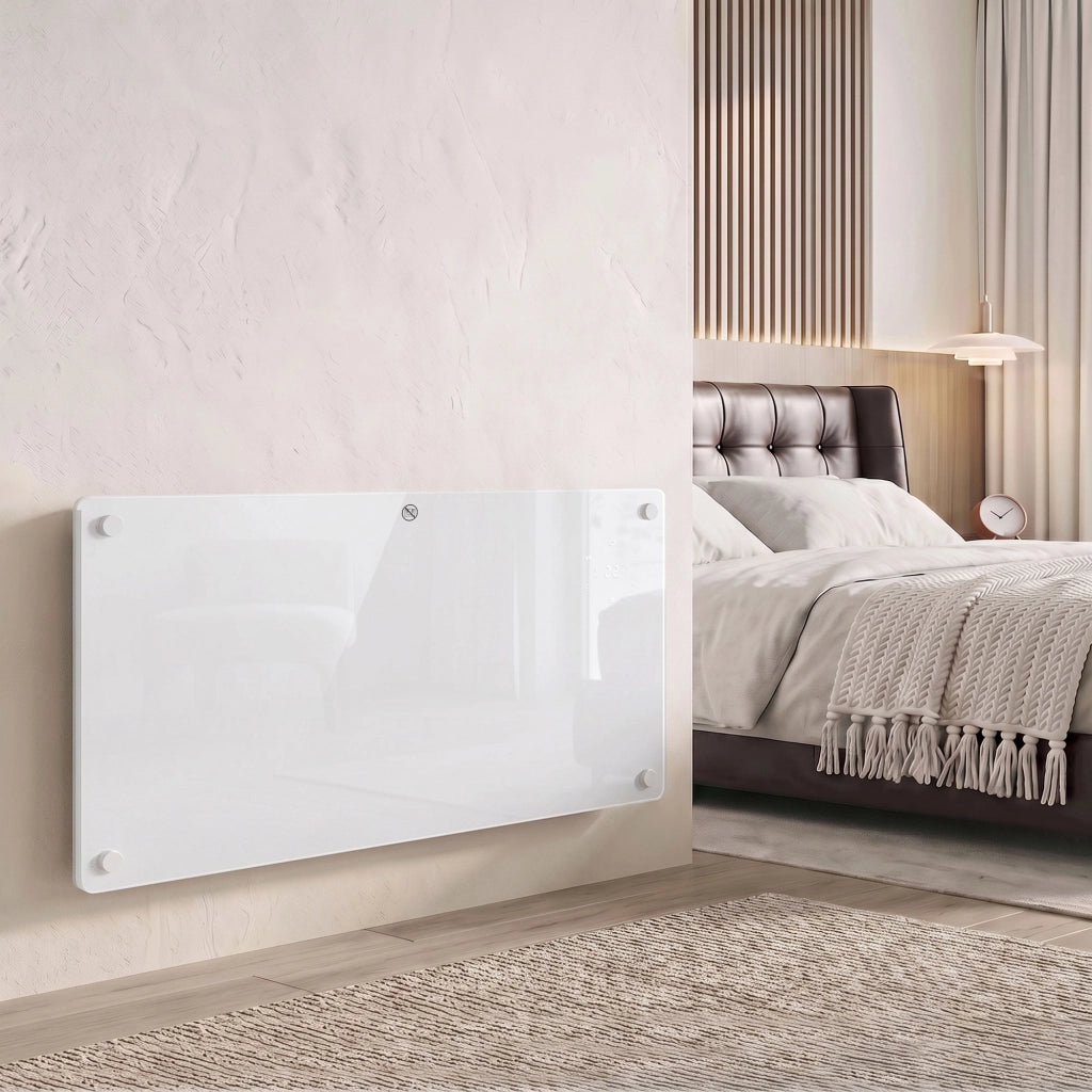 Stufa Elettrica 2000 W Termoconvettore 87x21,5x44,5 cm da Parete e Terra Compatibile con Alexa e Google Home Bianco
