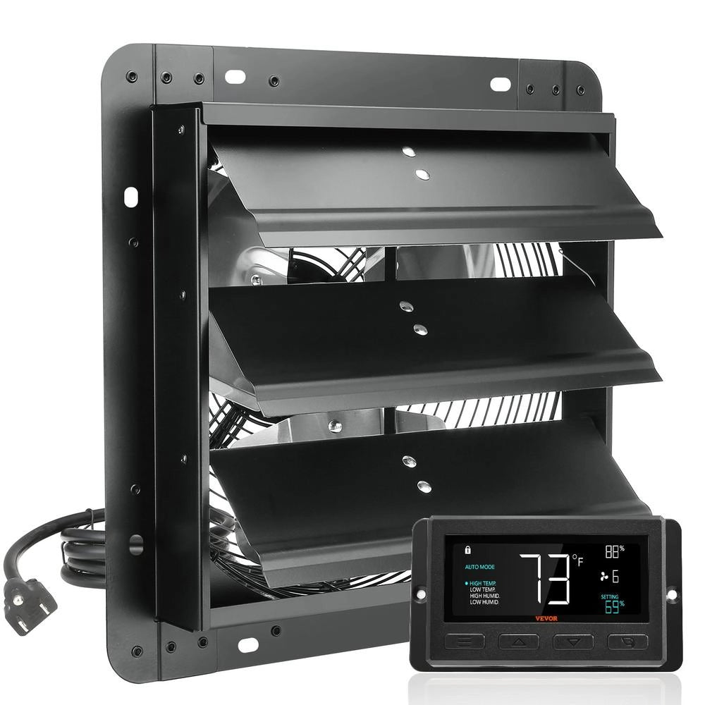 EF-12-ECG Ventilatore di Scarico con Serranda, Nero, Motore EC, 1500 m³/h, 305 mm, Montaggio a Parete, Velocità Variabile, per Serre e Garage