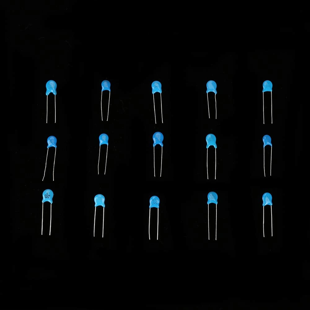 Set di condensatori ceramici, 450 pezzi, 15 valori (da 100 pF a 10000 pF), 3 kV, fornito in confezione