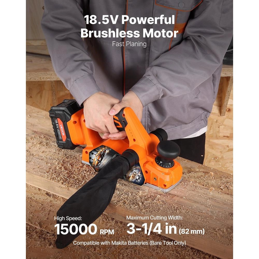 Pialla Elettrica per Legno 18V DB18V-20821A 15000 Giri/min Larghezza Taglio 82 mm Profondità Regolabile 2 mm per Fai da Te