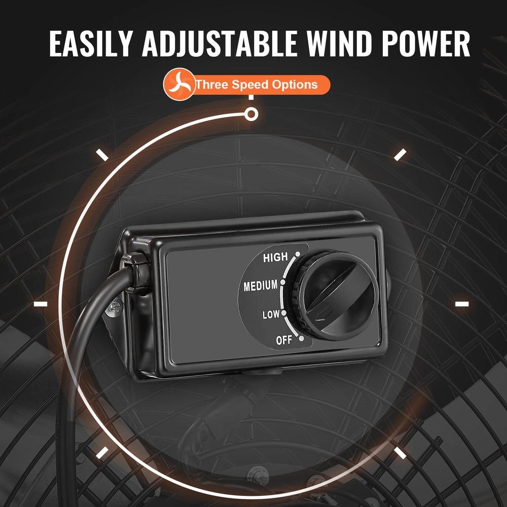 Ventilatore a tamburo HIFANXDRUM24 609 mm 145W, 3 velocità 8700 CFM inclinazione regolabile 360°, robusto per officina magazzino