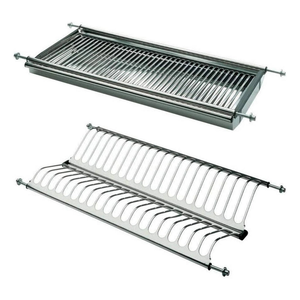 Scolapiatti da Incasso in Acciaio Inox per Mobile Pensile da Cucina con Molle Regolabili – Disponibile per Modulo da 80 e 90 cm DIMENSIONE: 80cm
