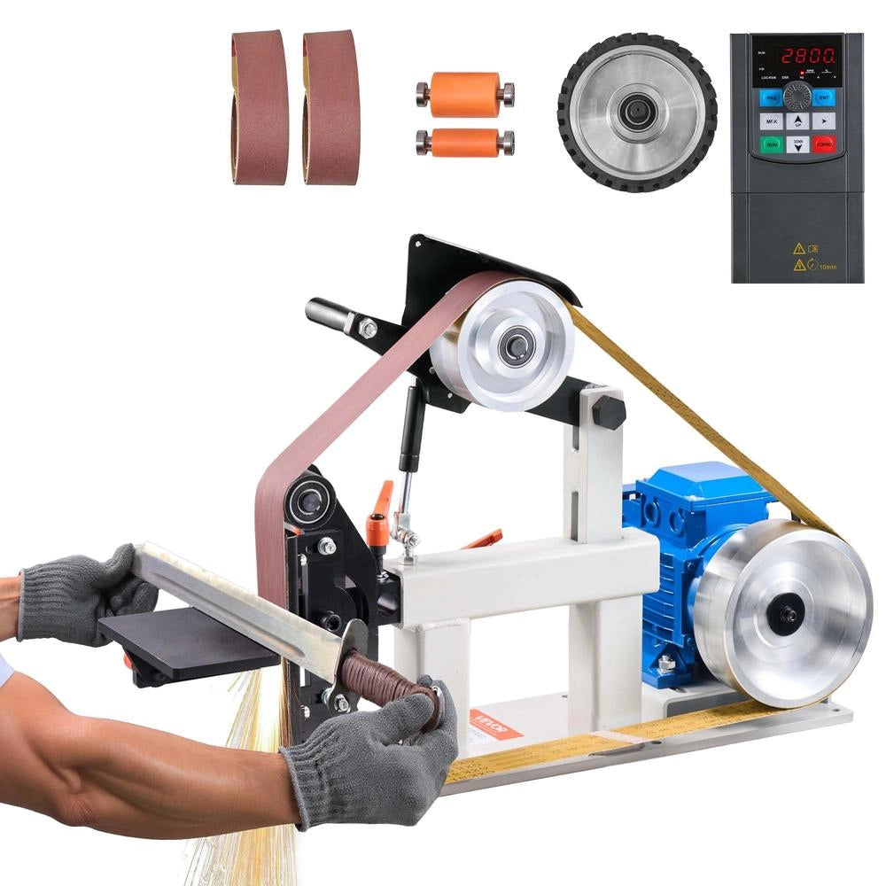 Levigatrice a Nastro e Disco da Banco 1.5KW 220V, Levigatrice Combinata Regolabile 0-2800 RPM per Officina e Fai da Te