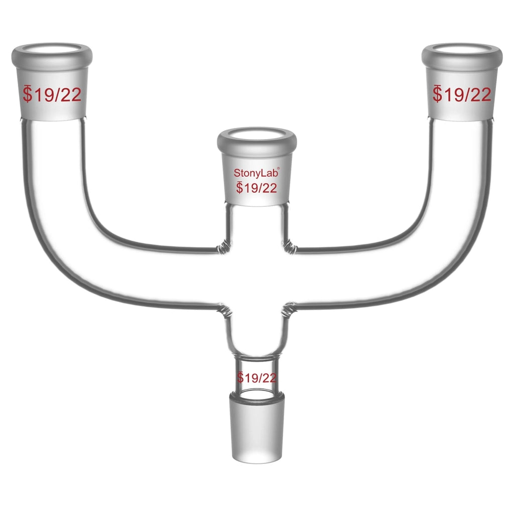 Adattatore Claisen a 4 vie, in vetro borosilicato, giunto 19/22, per uso di laboratorio