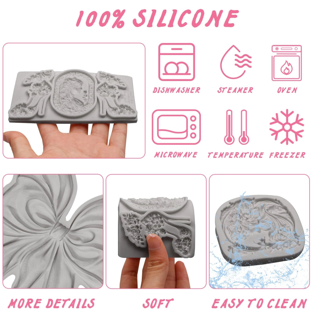 Stampo in silicone a forma di testa di cavallo, stile barocco, dimensioni 20x17x0,6 cm, privo di BPA, colore grigio