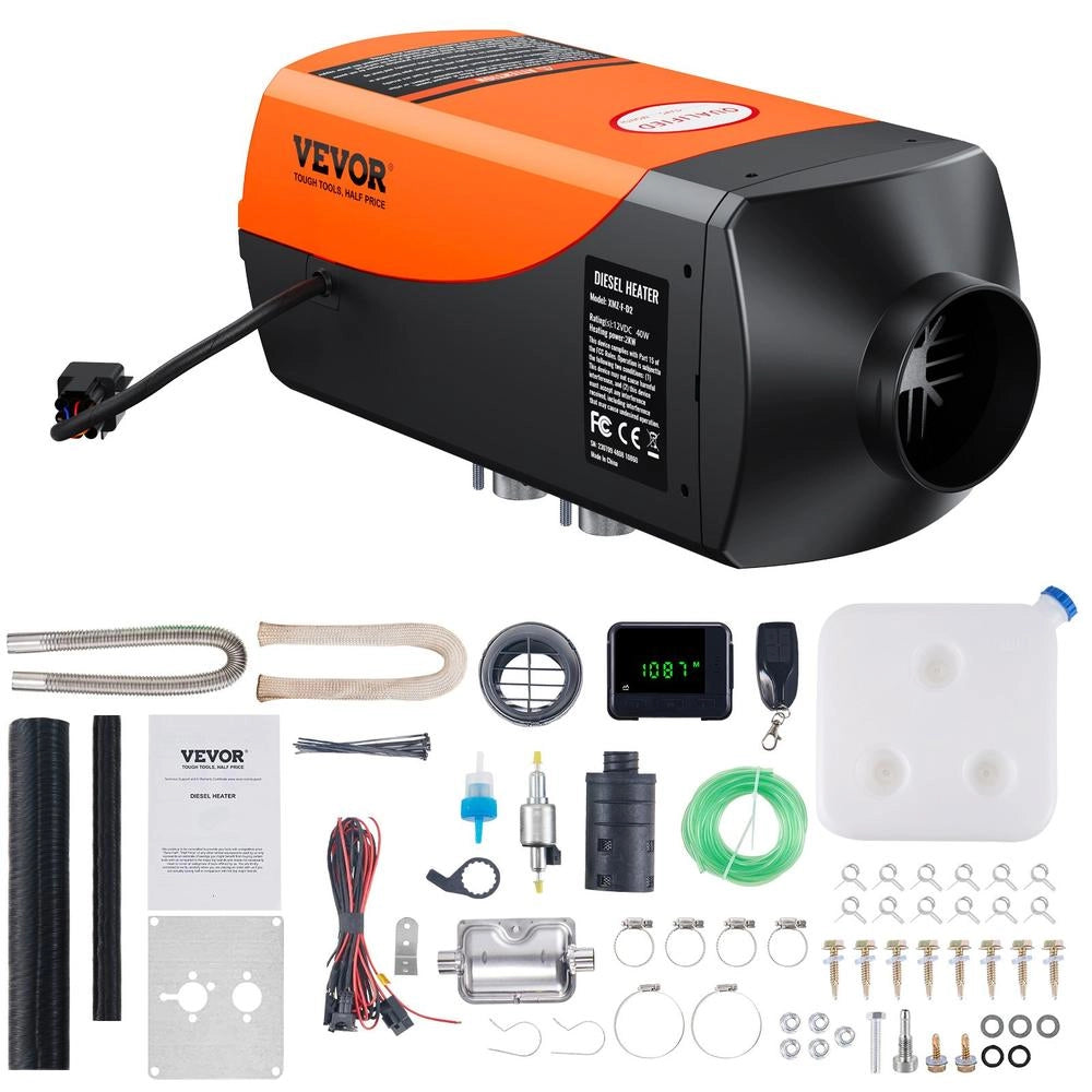 Per auto camper camion RV, riscaldatore d'aria diesel 12&24V 2KW con controllo remoto e temperatura regolabile 8℃-36℃, da parcheggio