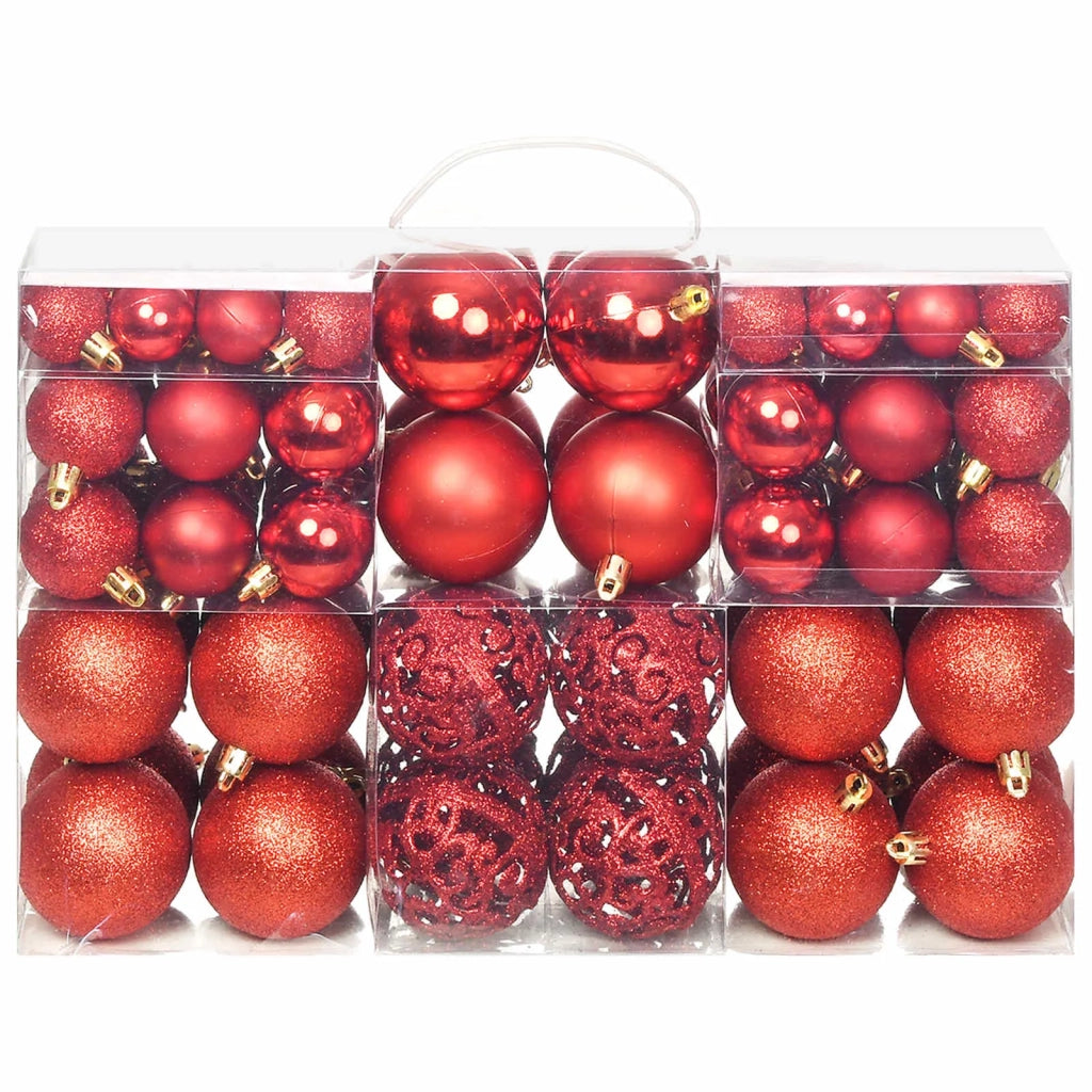 Set Palline di Natale 100 pz 3/4/6 cm Rosse 245710