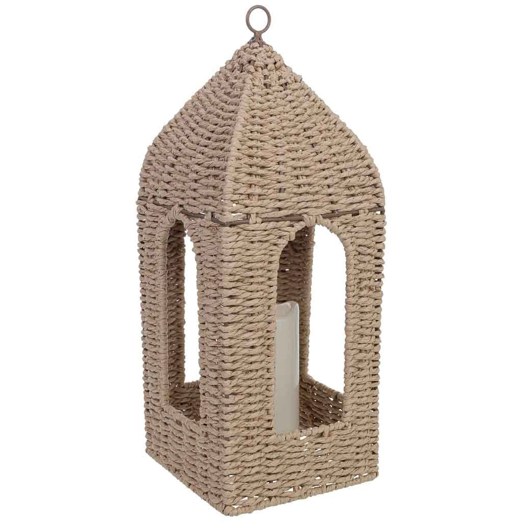 Lanterna di carta marrone con candela a LED 16x16x40,5/42,5h cm