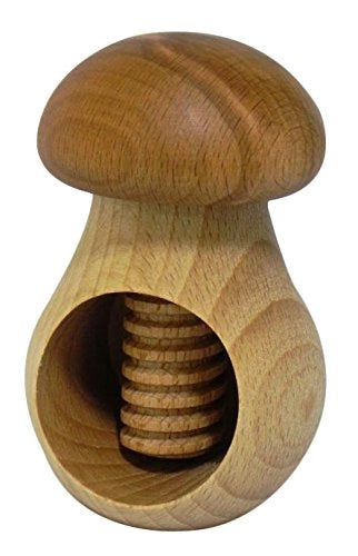 Schiaccianoci in legno di faggio, a forma di fungo, color marrone chiaro, 11 cm