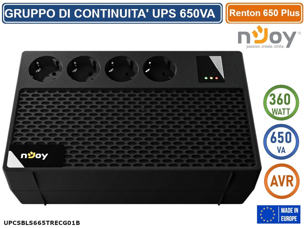 UPS GRUPPO DI CONTINUITA' LINE INTERACTIVE AVR 650VA 360W 4 PRESE SCHUKO