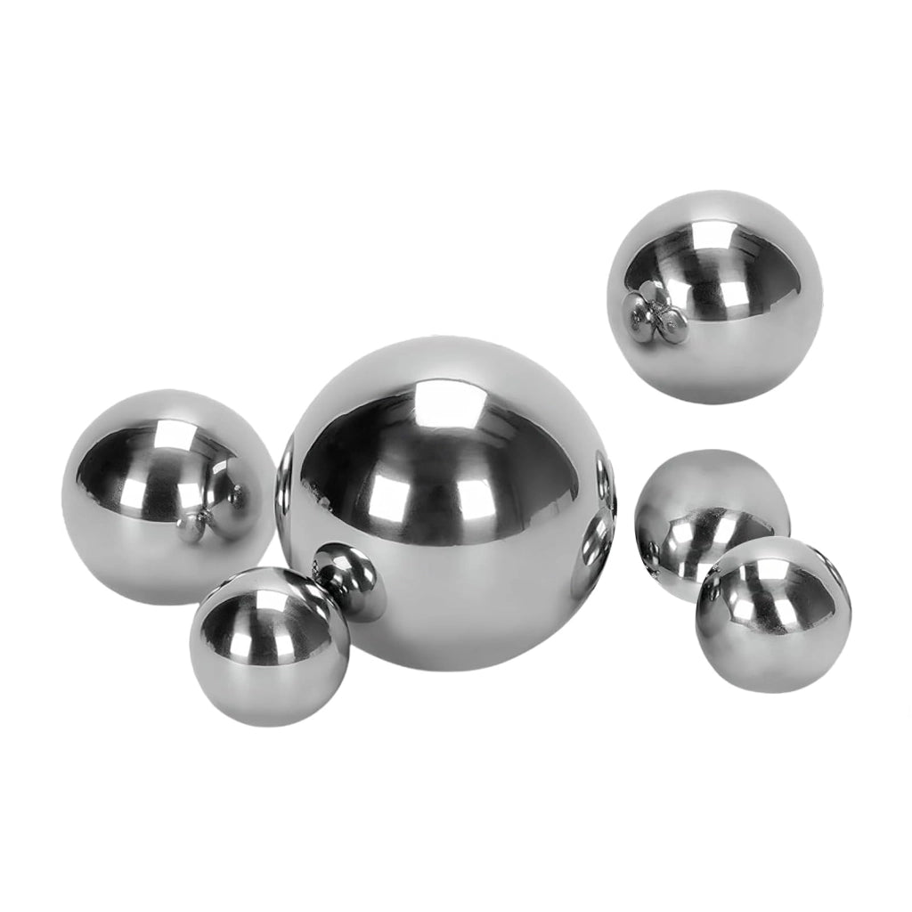 Set di 6 sfere decorative in acciaio inossidabile, diametro da 2 a 6 cm, colore argento, galleggianti