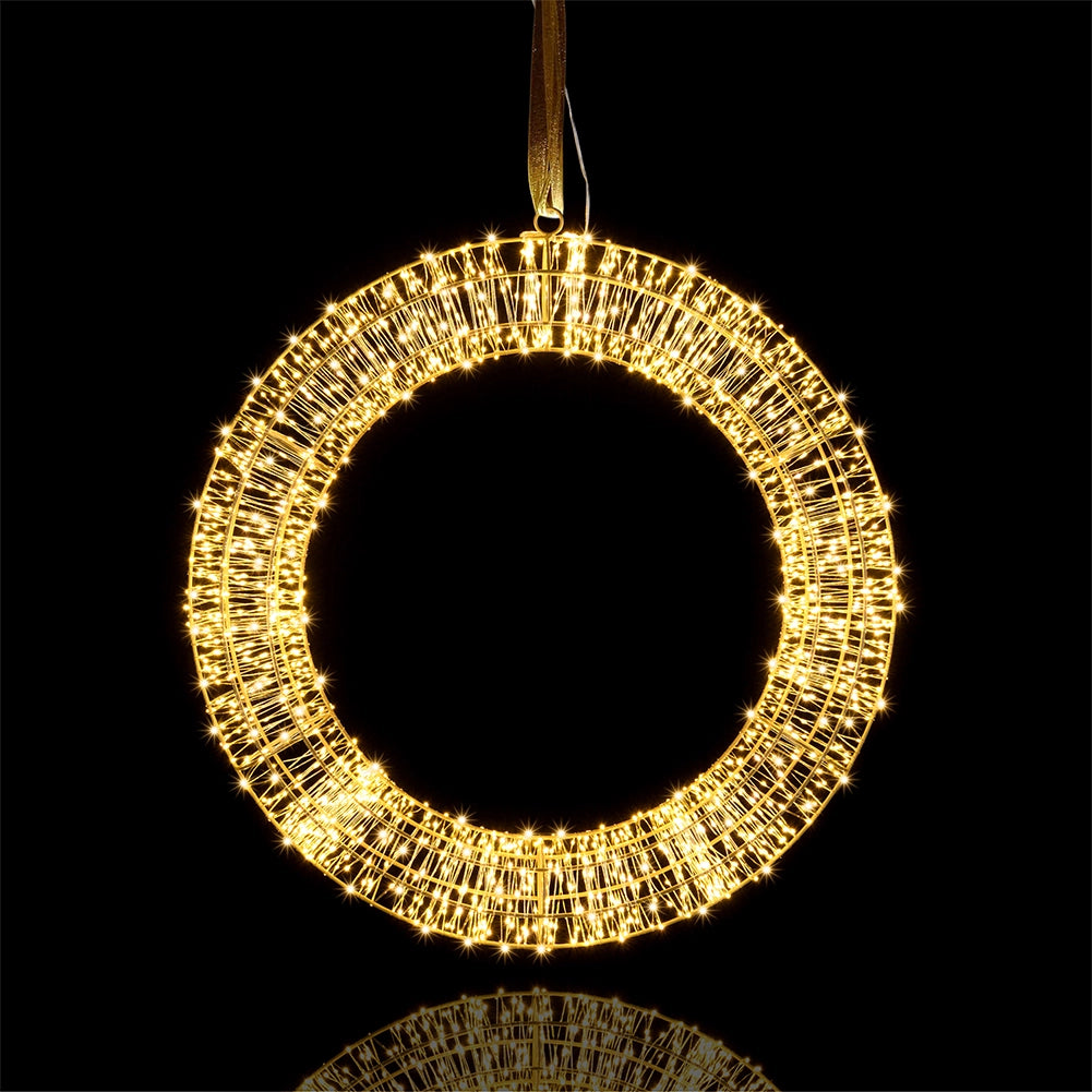 Ghirlanda Natalizia 3D in Metallo con 2400 Luci LED Diametro 70 cm da appendere