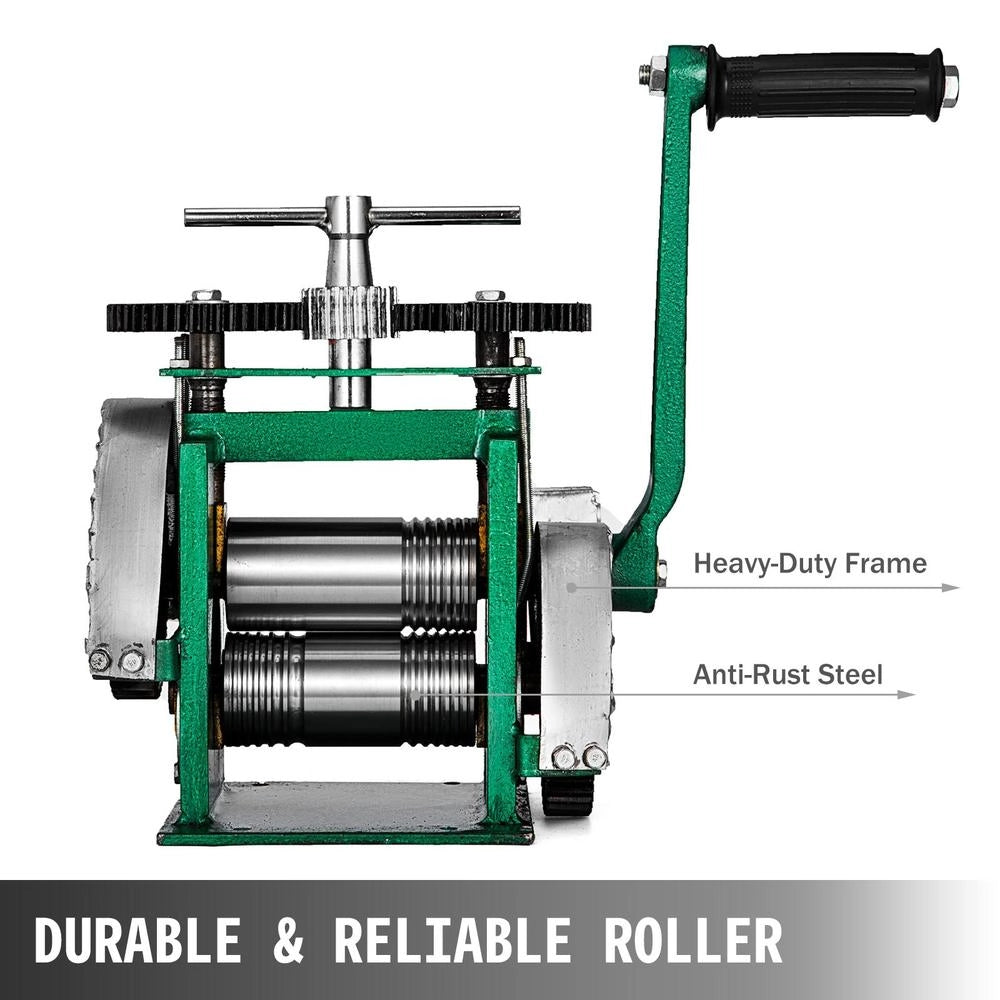 Laminatoio Combinato Manuale per Gioielli 120 mm Rulli Diametro 55 mm Rapporto 4:1 Regolabile e Robusto per Officina e Fai da Te