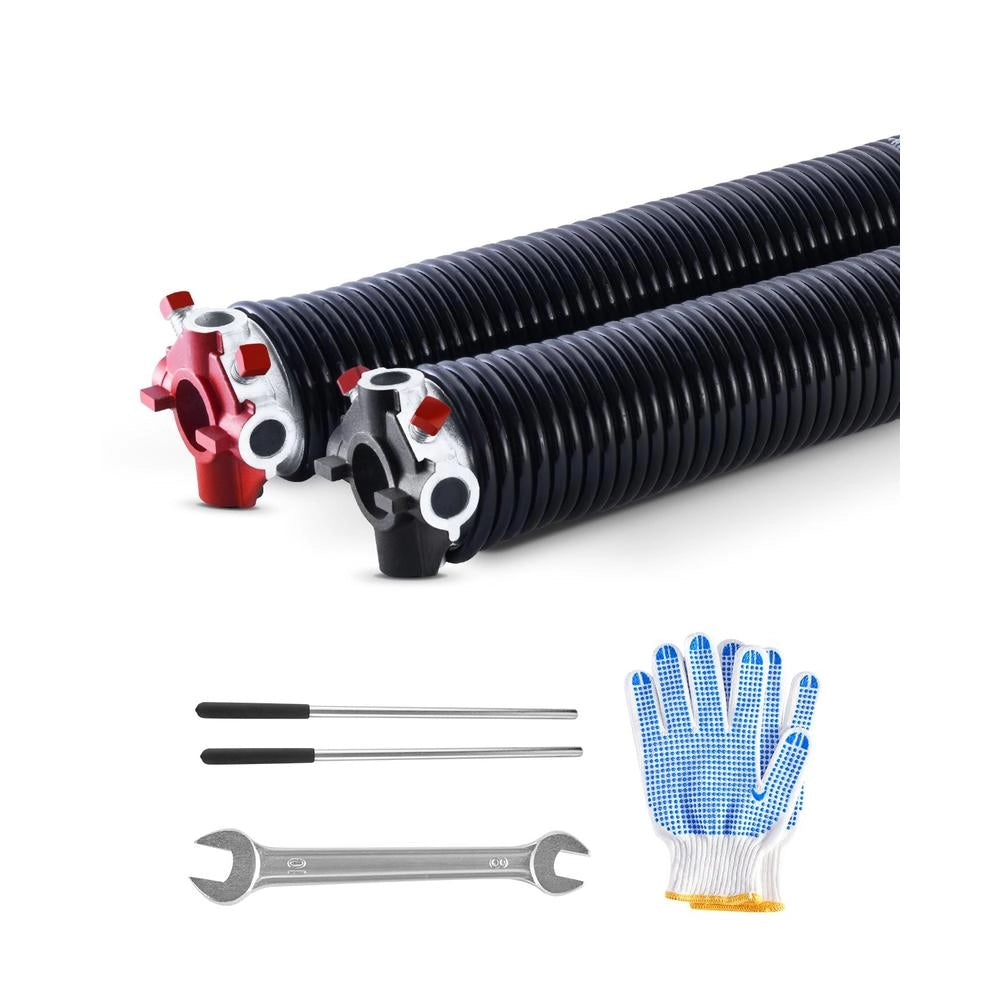 Coppia di molle di torsione per porta da garage 6,35 x 50,8 x 787 mm, in acciaio nero 16000 cicli con barre avvolgimento e accessori