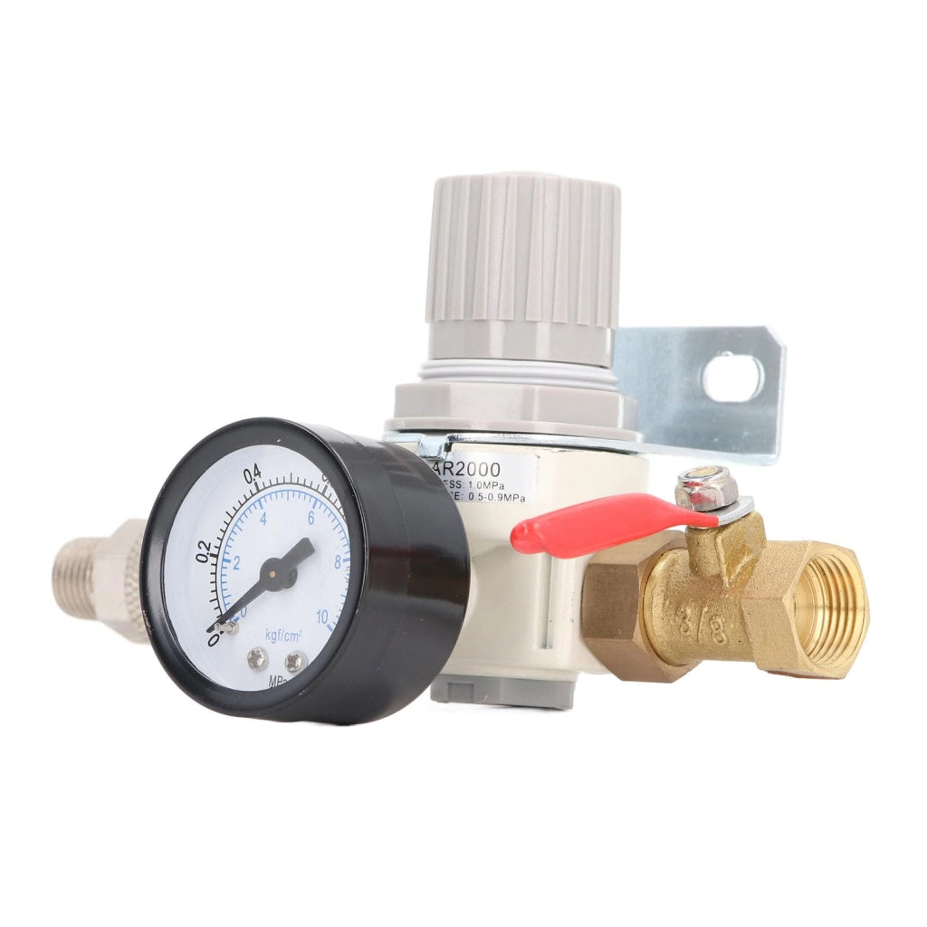 Regolatore di pressione per aria compressa, attacco 3/8" NPT, con manometro da 0 a 1 MPa