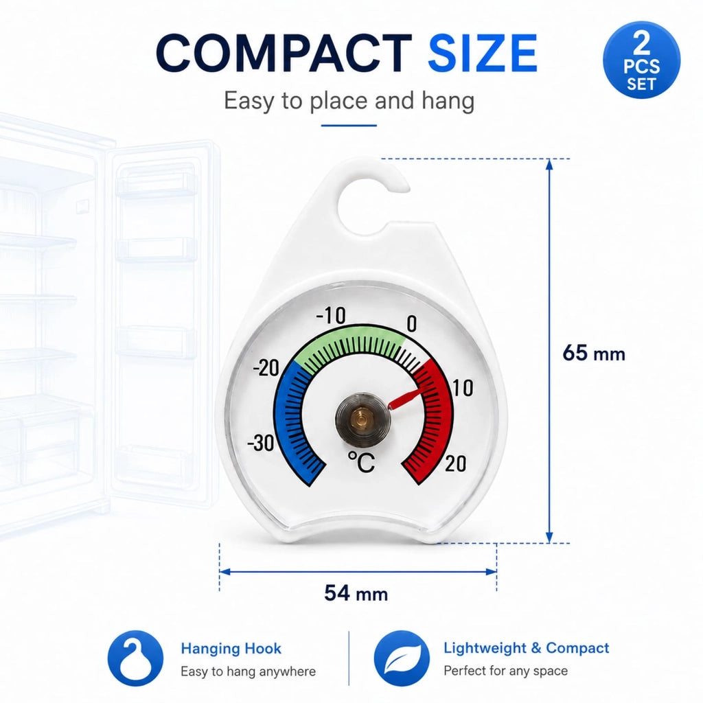2 termometri analogici per frigorifero con gancio, da -50 a +50 °C, per frigorifero e congelatore
