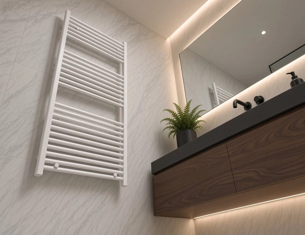 Scaldasalviette termoarredo 180x60 cm (int.55) bianco da bagno tubi dritti MICHALI