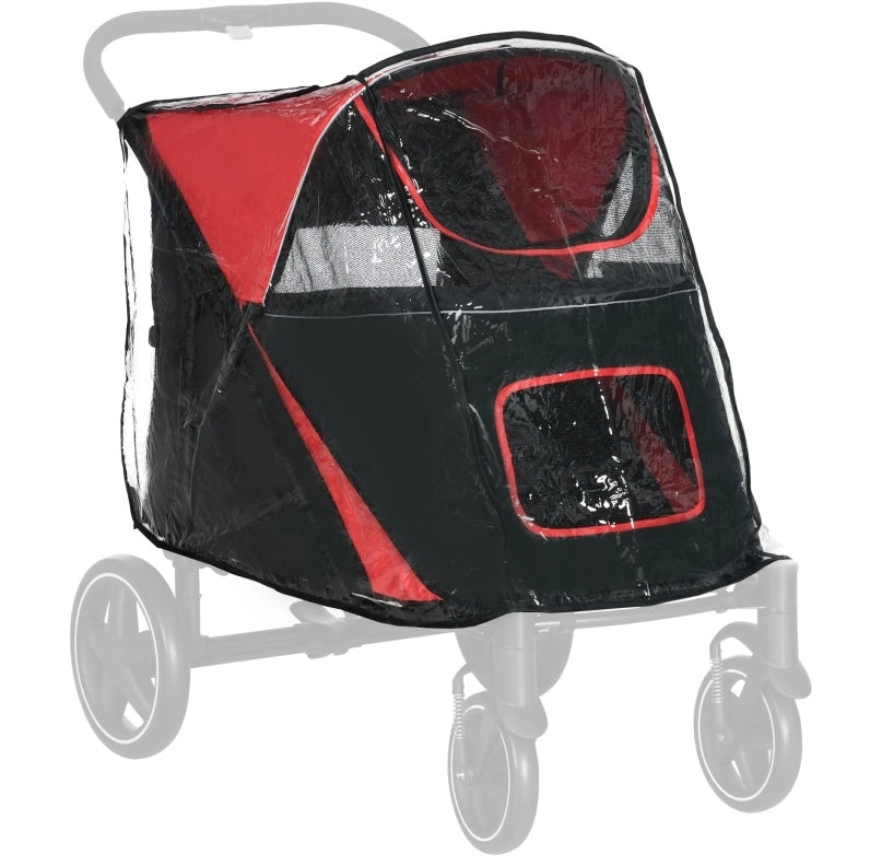 IVMEU Parapioggia trasparente in PVC per passeggino per animali, con ingresso posteriore e chiusure a strappo