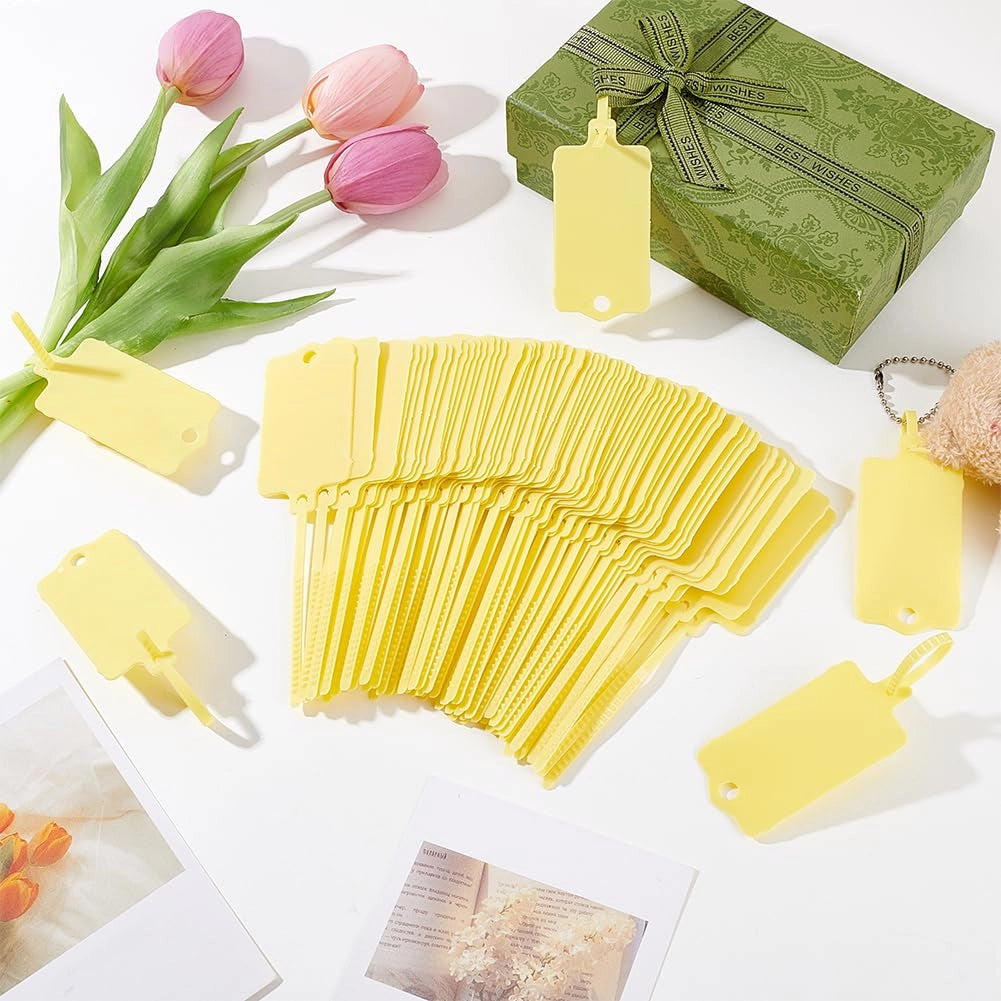 420 etichette adesive in plastica, colore giallo, dimensioni 6,2 x 3,7 cm, autoadesive