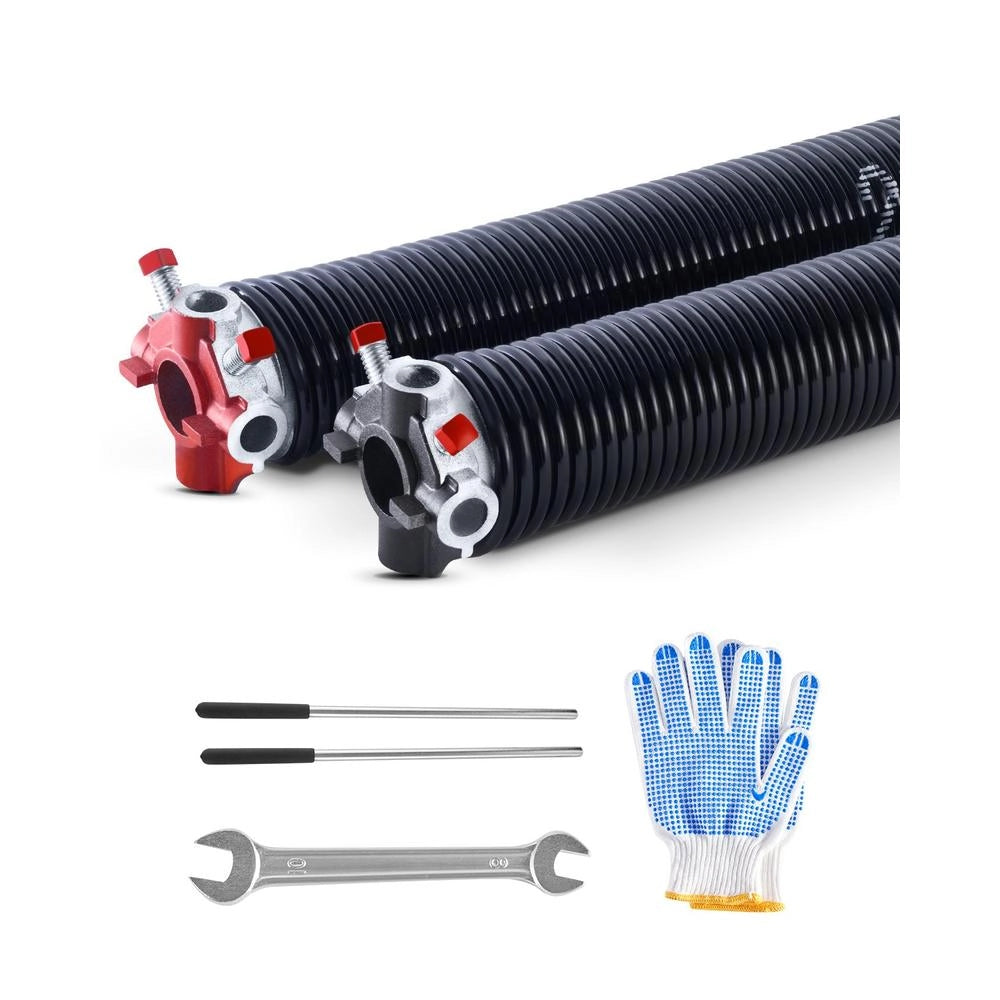 Coppia molle di torsione per porte da garage Φ5,72 x Φ50,8 x 685 mm in acciaio nero 16000 cicli con accessori