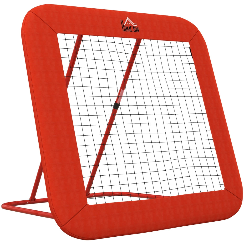 Rebounder da calcio pieghevole, regolabile in altezza a 5 livelli, con bordo protettivo, picchetti, parete di rimbalzo e rete. Per pallamano, pallavolo, basket. Rosso