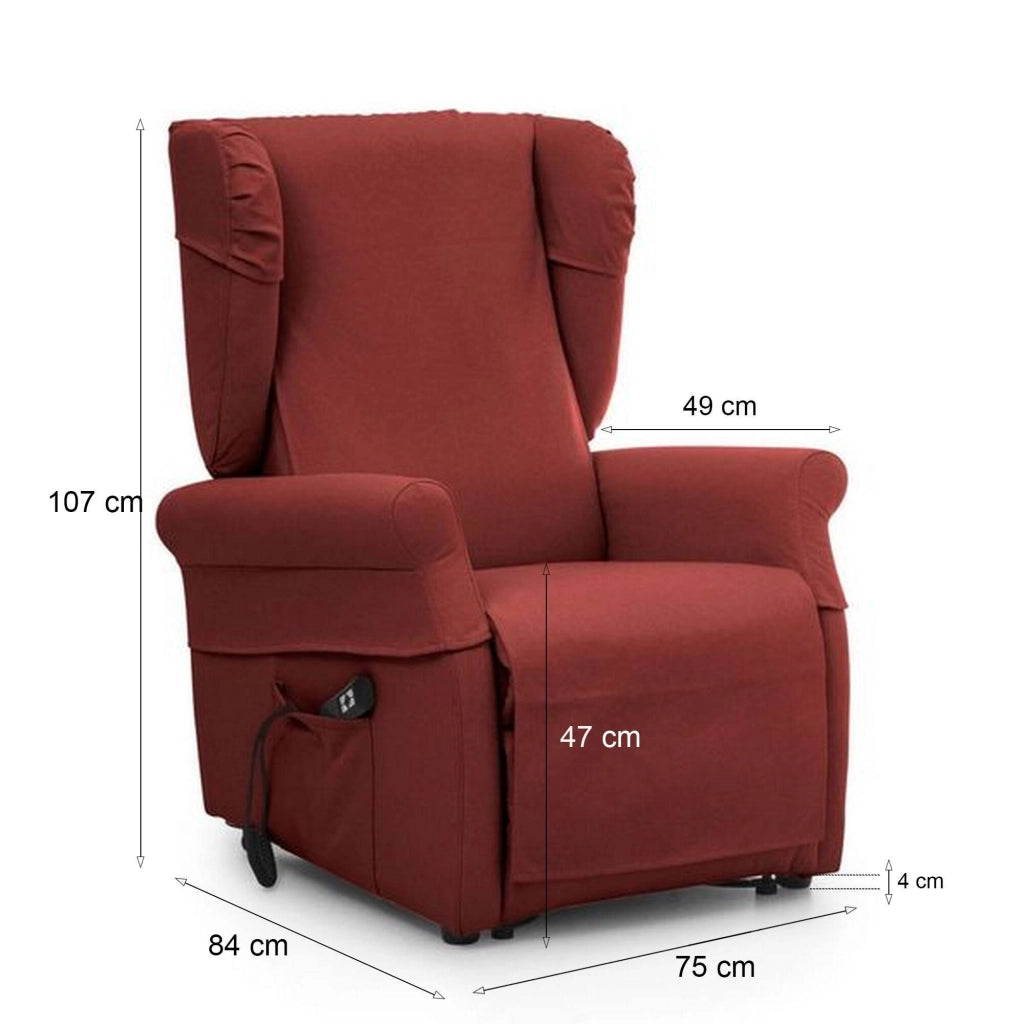 Poltroncina Treia, Poltrona Sfoderabile Made in Italy, 75x84x107h cm Rosso Bordeaux