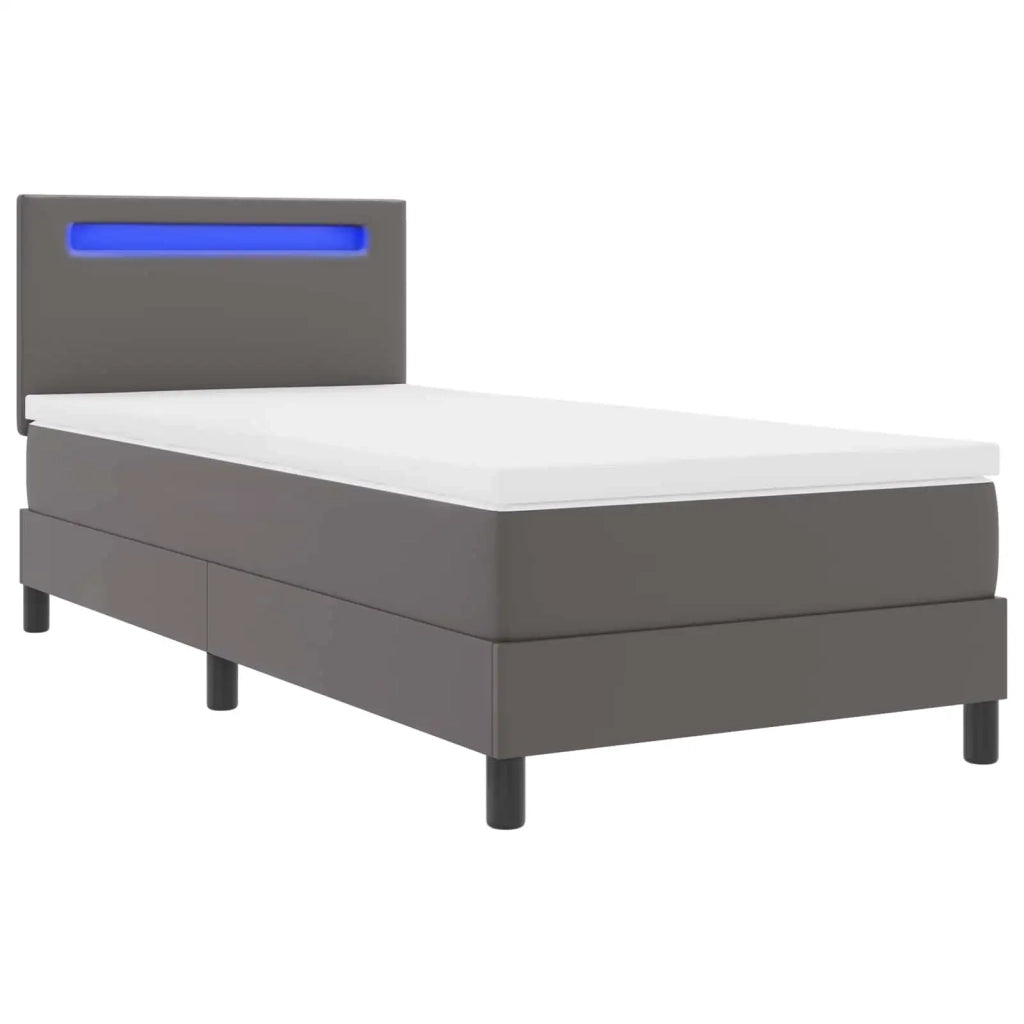 Letto a molle con materasso Grigio 90 x 200 cm Pelle sintetica 3339034