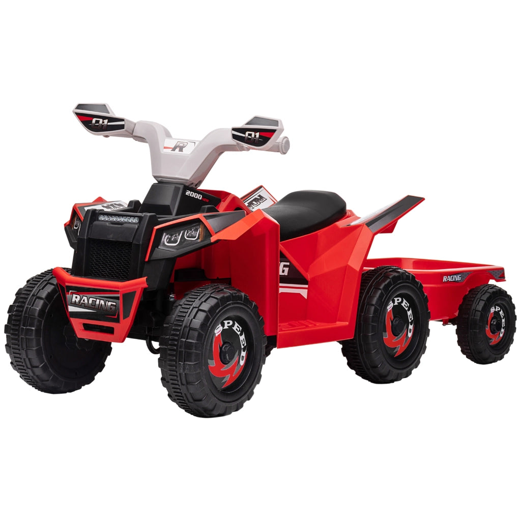 Quad elettrico per bambini con rimorchio ¨C zephmum ¨C 106x41,5x48,5 cm rosso