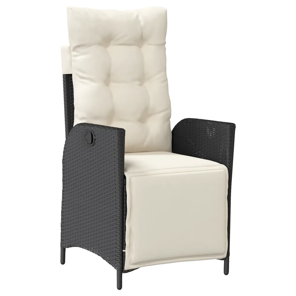 Set da Pranzo da Giardino 5 pz Nero con Cuscini in Polyrattan 3213087