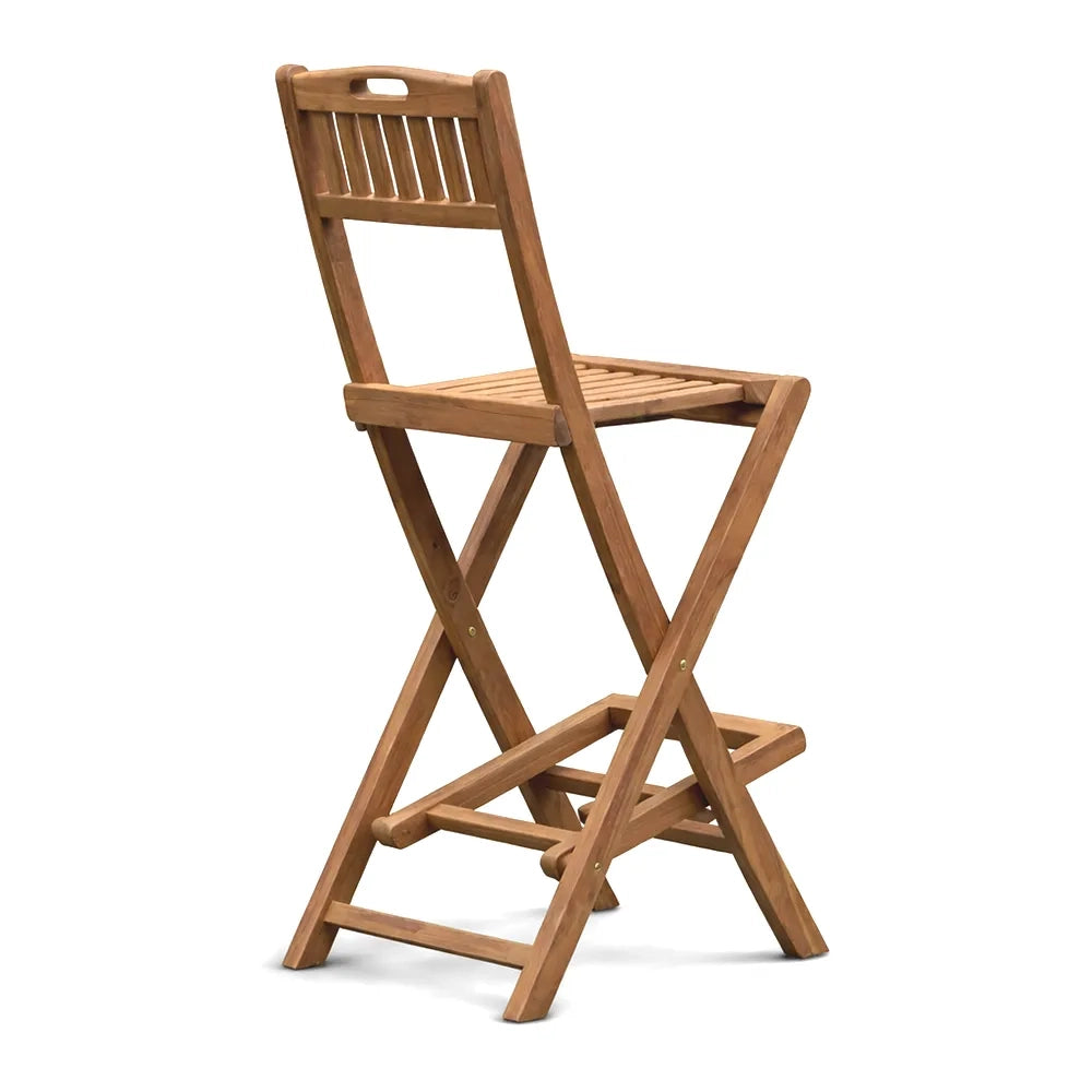 Set di 2 Sgabelli pieghevoli da esterno in Legno Teak