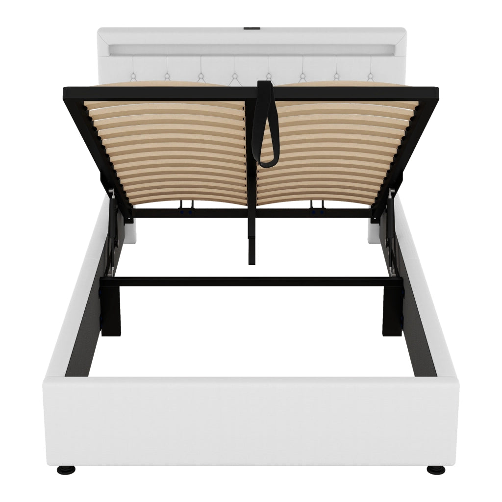 letto imbottito lino bianco 140 x 200 cm