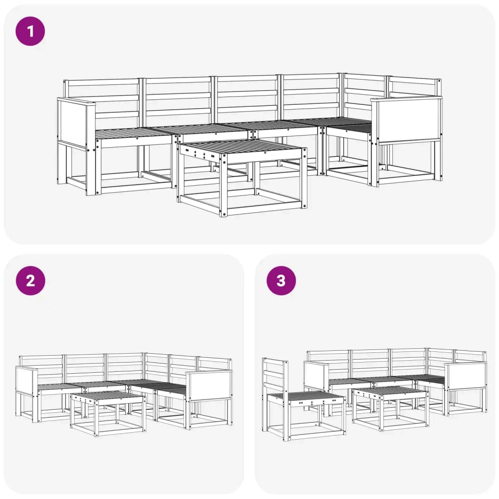 Set di divani da esterno 6 pcs Naturale