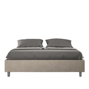 BS COM Letto queen size con rete imbottito 150x190 microfibra sabbia