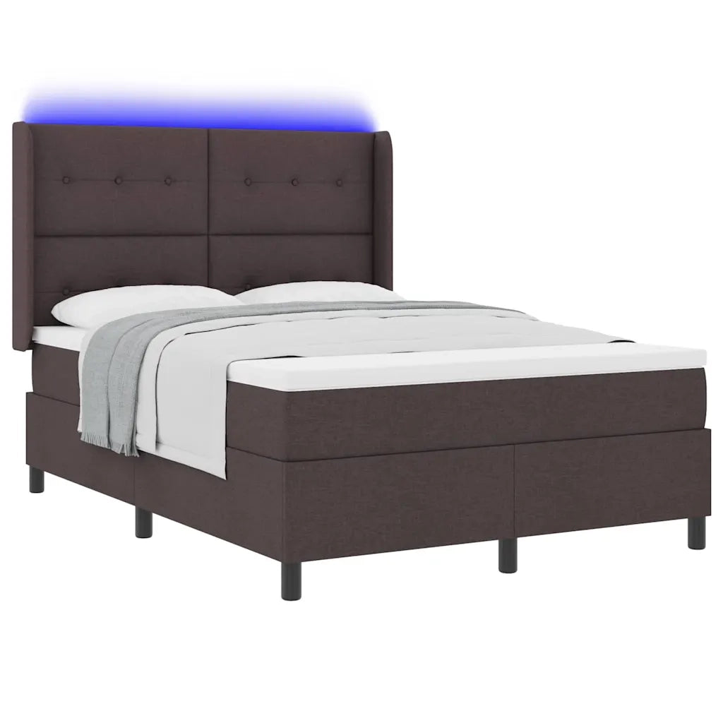 Letto a Sorgente LED Marrone Scuro 160 x 200 cm Tessuto 3343514