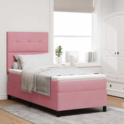 Letto a Sorgente LED con materasso Rosa 100 x 200 cm Velluto 3343297